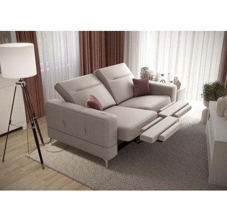Sofa MALIBU II , relax 180 cm přírodní kůže - Šedá kůže