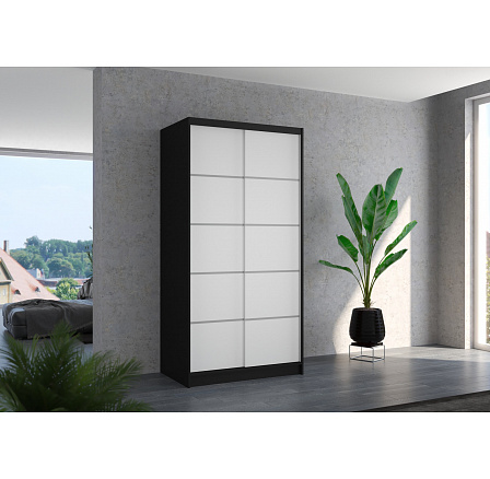 Šatní skříň s posuvnými dveřmi RIVA 100 Černá+Bílá