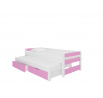 Dvojlůžko s matracemi FRAGA White+Pink