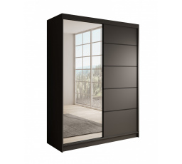 Šatní skříň s posuvnými dveřmi Cardi 150 Černá+Černá