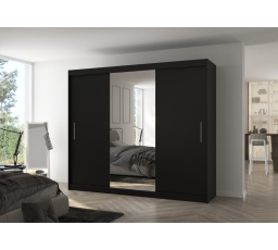 Posuvná skříň se zrcadlem DENIS 250 Černá+Černá