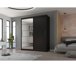 Posuvná skříň se zrcadlem ESTI 180 Černá+Černá