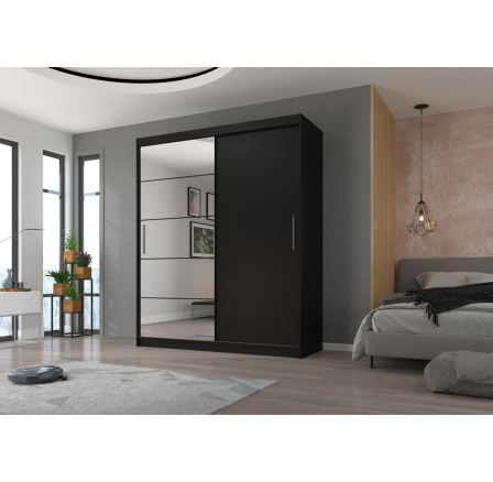 Posuvná skříň se zrcadlem ESTI 180 Černá+Černá