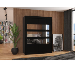 Posuvná skříň se zrcadlem FLORENTO 150 Černá+Černá