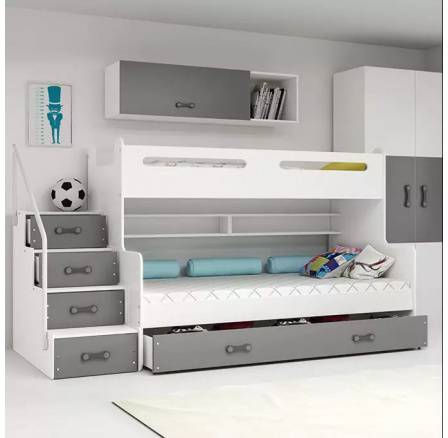 Dětská patrová postel MAX 3 Grafit, bez matrace 120 X 200