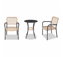 Balkónový set, kov, polyratan, béžová, AZ-L1103 NAT