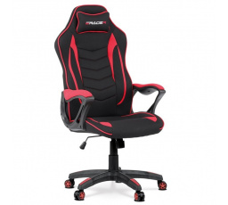 Herní křeslo, houpací mechanismus, černá látka, KA-G408 RED