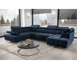 Rohová sedací souprava GALAXY MAX II s funkcí spaní 210x350x165 - modrá, levá