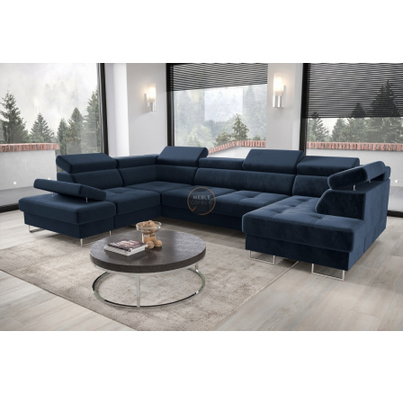 Rohová sedací souprava GALAXY MAX II s funkcí spaní 210x350x165 - modrá, levá