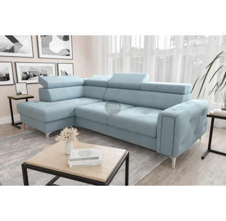 Rohová sedací souprava s funkcí spaní ORION 165x255 - modrá, levá