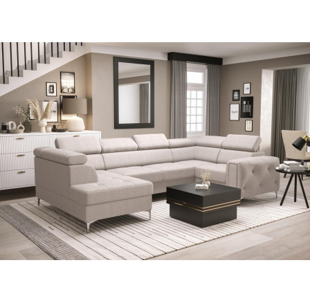 Rohová sedací souprava ORION MAX II s funkcí spaní 165x350x185 cm - béžová, pravá