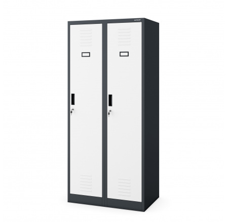 Kovová šatní skříň antracitovo-bílá: čtyřkomorová KACPER, 800 x 1800 x 500 mm