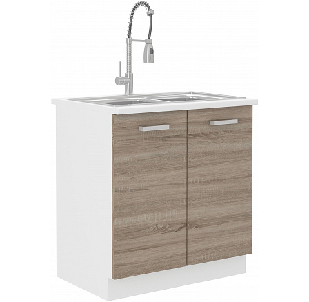 Dolní skříňka DAVIS - 80 ZL 2F ZB, Bílá/Dub Sonoma Trufla