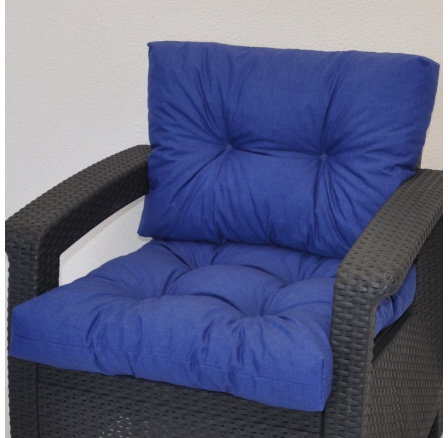 Polstr na křeslo z umělého ratanu - látka modrý melír