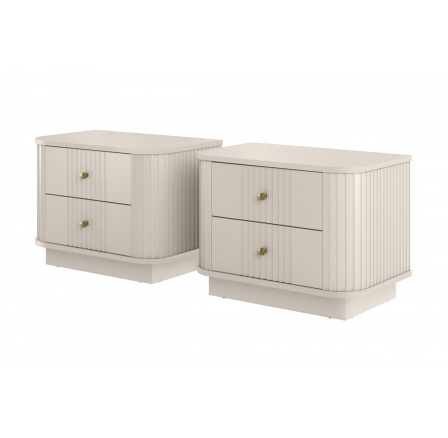 2 x VESPER NOČNÍ STOLEK 56 2SZ - kašmír mdf / kašmír / zlaté úchyty / sokl