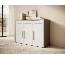 Komoda MARDEN Bílý Lesk+Mont Blanc Tmavý