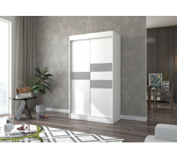 Posuvná skříň s lacobelem BATIA 120 Bílá+Šedý Lacobel