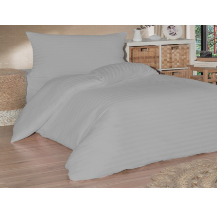 Francouzské povlečení saténový proužek 200x200, 70x90cm šedé