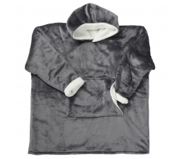 Šedá široká zateplená mikina/snuddie s kapsou