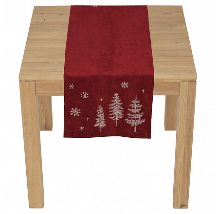 Ubrus - běhoun, vánoční, červený, polyester a nylon, 40 x 140 cm