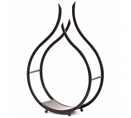 Stojan na dřevo ke krbu - tvar plamenu, kovový