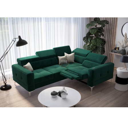 Rohová sedací souprava TOSCANIA , relax s funkcí spaní 185x250 - zelená , pravá
