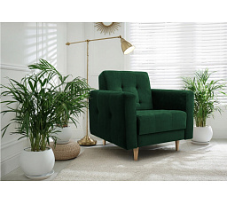 Křeslo LIZBONA Zelené, Kronos 19, Přírodní dřevo