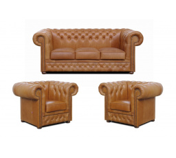 Sedací souprava Chesterfield Lord 3+1+1 kůže koňak