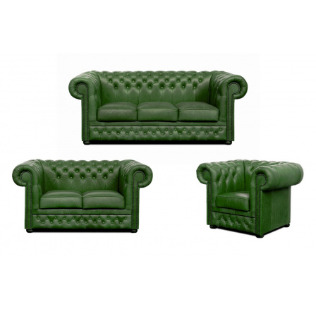 Sedací souprava Chesterfield Lord 3+2+1 kůže zelená