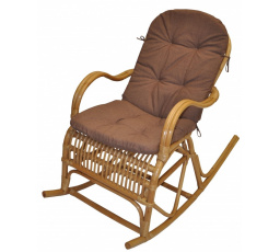 Houpací křeslo Klasik ratan semambo  natural - polstr hnědý melír 