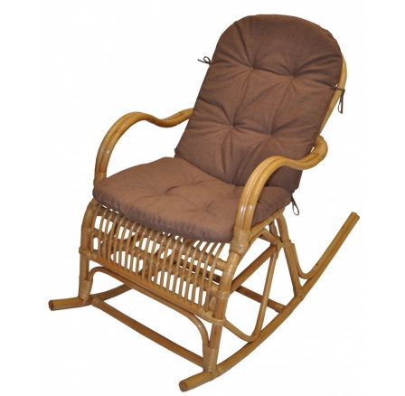 Houpací křeslo Klasik ratan semambo  natural - polstr hnědý melír 
