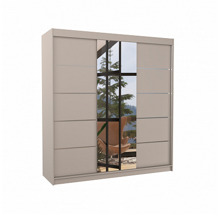 Posuvná skříň se zrcadlem BERGEN 200 Kašmír+Kašmír