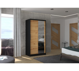 Posuvná skříň se zrcadlem BAROS 100 Černá+Artisan