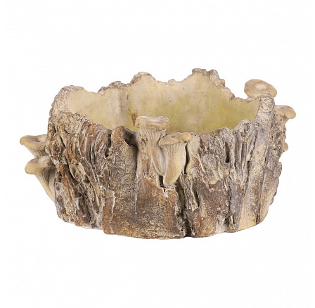 Obal betonový - pařez s houbami, vel. M, hnědý