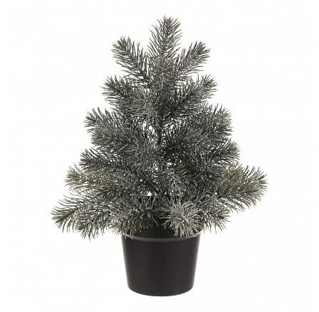 Stromek v květináči - 40 cm, umělý smrček, zelený, jemně ojíněný