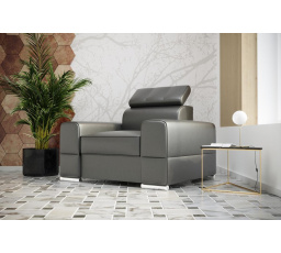 Křeslo ROYAL přírodní kůže - Šedá kůže