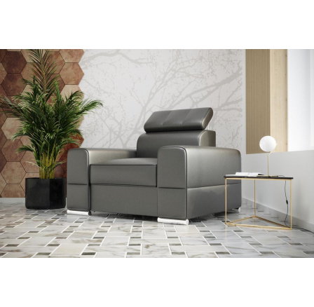 Křeslo ROYAL přírodní kůže - Šedá kůže