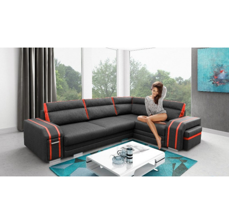 Rohová sedací souprava Avanti P černá/oranžová