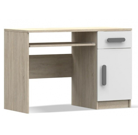 Psací stůl SMYK III - 08, Dub Sonoma/Bílá/Šedá