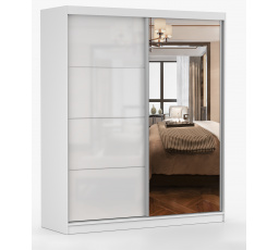 Šatní skříň MULTI 35 - 183 cm, Bílá/Bílý Lesk