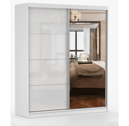 Šatní skříň MULTI 35 - 183 cm, Bílá/Bílý Lesk