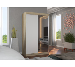 Posuvná skříň se zrcadlem REWENA 120 Sonoma+White