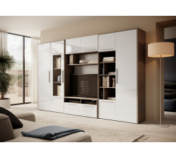 Obývací stěna MARIO White Shine+Mont Blanc Dark