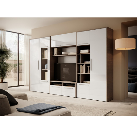 Obývací stěna MARIO White Shine+Mont Blanc Dark