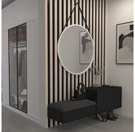 Zrcadlo Grace na pásku, Bílá, 80 cm Zrcadlo Grace na pásku, Bílá, 80 cm