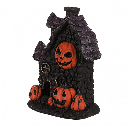 Domeček z magnesia - Halloween, LED osvětl., černý s dýněmi