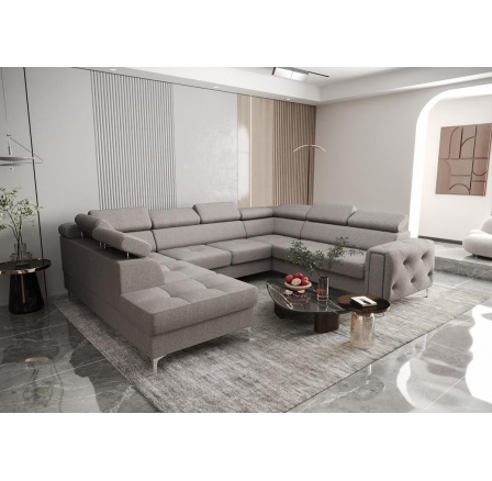 Rohová sedací souprava ORION MAX I s funkcí spaní 225X350X255 cm - šedá , pravá