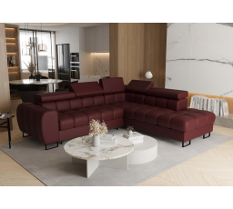Rohová sedací souprava ASPEN 260x225 cm přírodní kůže - pravá, Bordová kůže