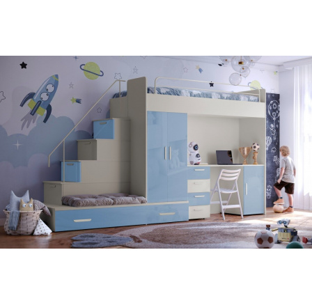 Vyvýšená postel PARADISE 5, Kašmír Modrá lesk