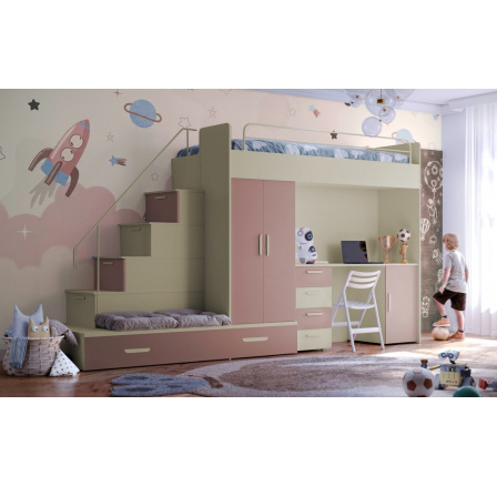 Vyvýšená postel PARADISE 5, Kašmír Růžová mat